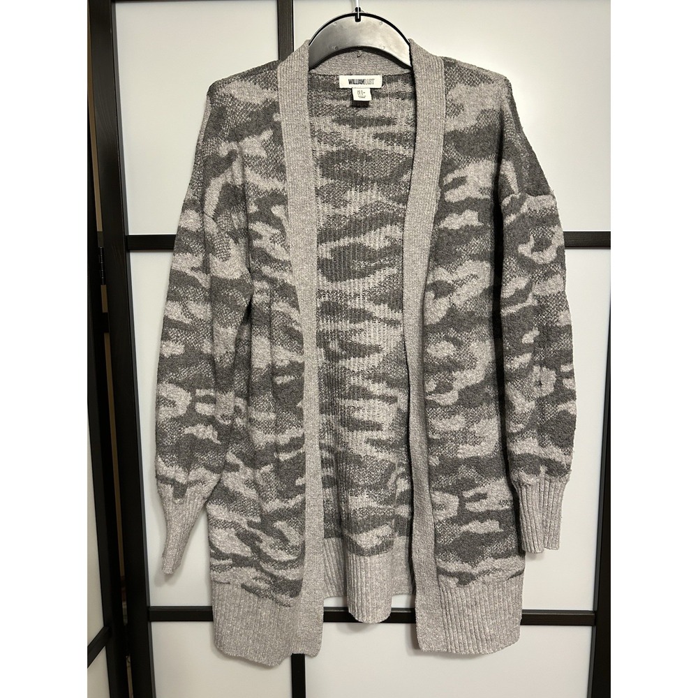 William Rast Women's Open Front‎ Cardigan Size Small Gray Camo Soft Cozy Sweater